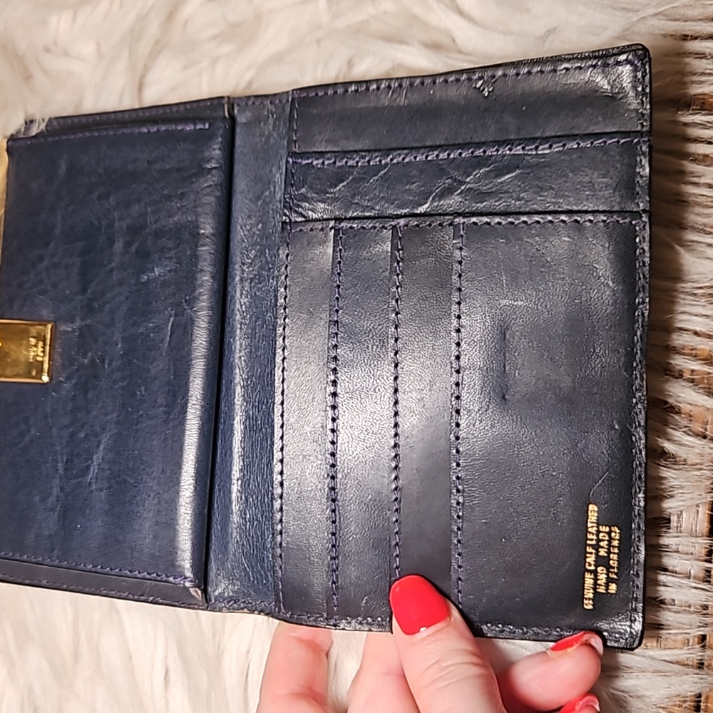 Handmade Italian Calf Leather Wallet | Black & Gold | Florence Italy - Picture 6 of 9